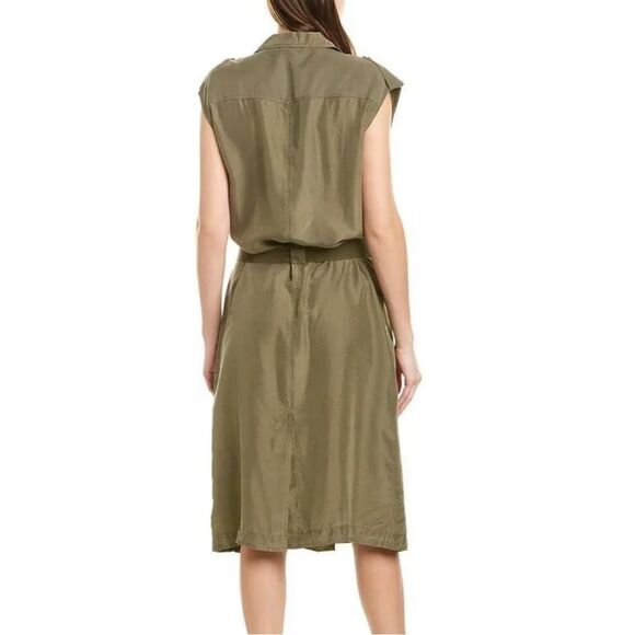 rag & born- Silk Light Weight Trench Wrap DressOlive Green Modern Ragged sz M - Picture 5 of 16